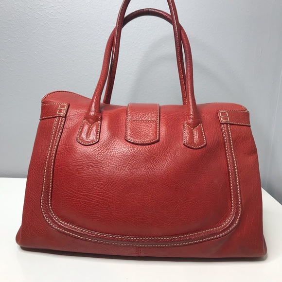 Tods Red Leather Buckle Satchel Shoulder Bag - Picture 3 of 8